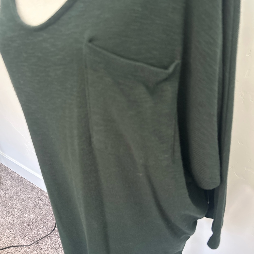 Laila Jayde Womens Top Size L Green Dolman Sleeve Pocket V Neck - Picture 4 of 5
